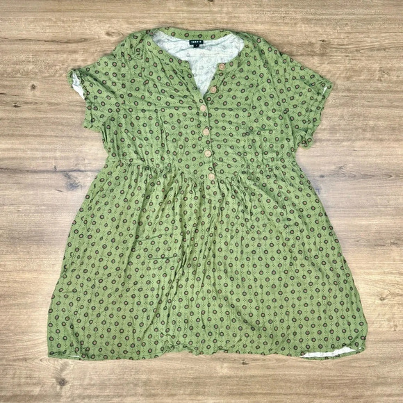 Torrid green button front fit n flare dress womens 2XL linen feel summer - Picture 6 of 8